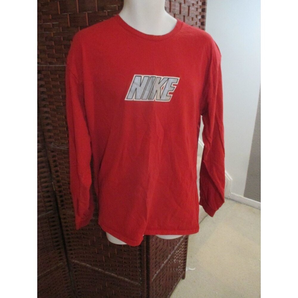 Vintage 2000s Nike Long Sleeve T shirt Red Spell Out Mens Large